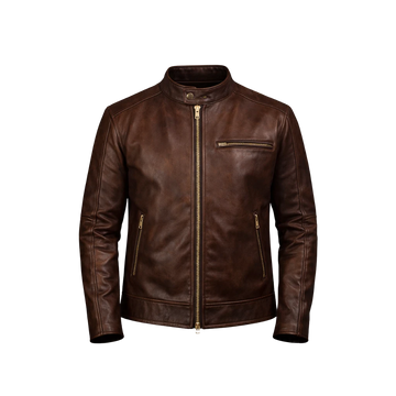 Dean Brown Leather Biker Jacket