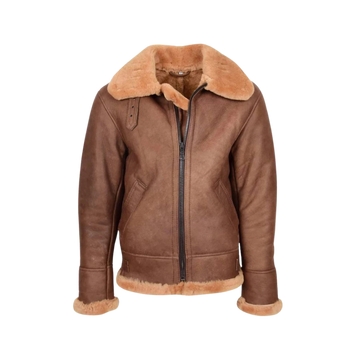 Mens Vintage Sheepskin Aviator B3 Jacket Felix Tan