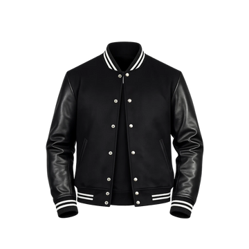 Vaxton Black Striped Hybrid Varsity Jacket