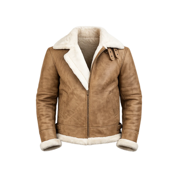 Francis B-3 Distressed Brown Leather Bomber Jacket