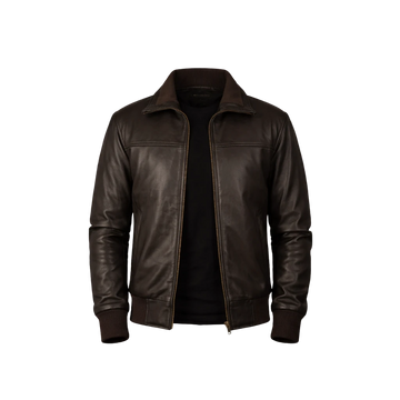 Air Rolf Brown Leather Bomber Jacket