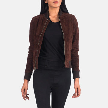 Bliss Women's Brown Suede Bomber Jacket