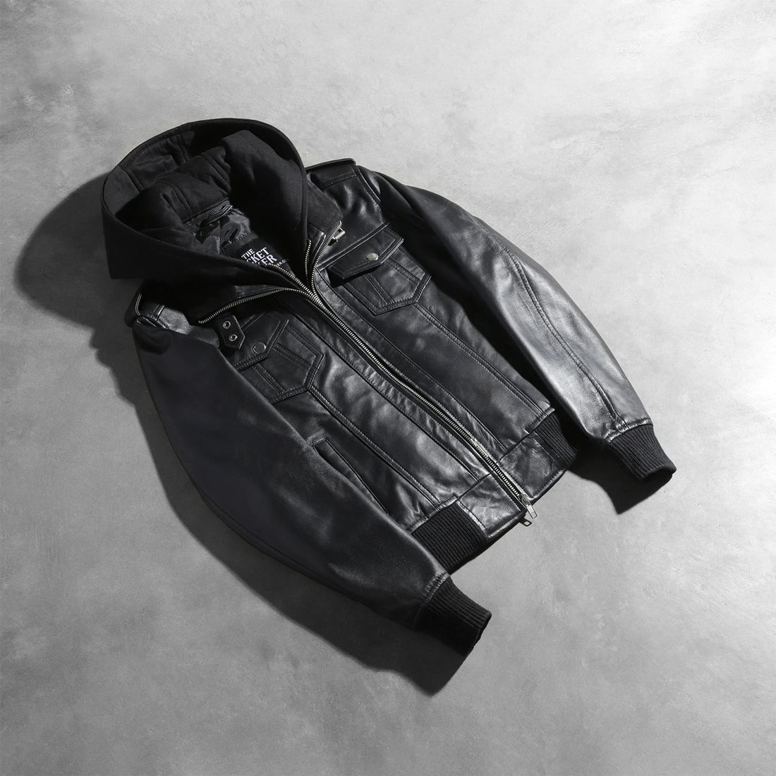 Roslyn Women's Black Hooded Leather Bomber Jacket – Premium Genuine Lambskin Leather with Removable Fleece Hood