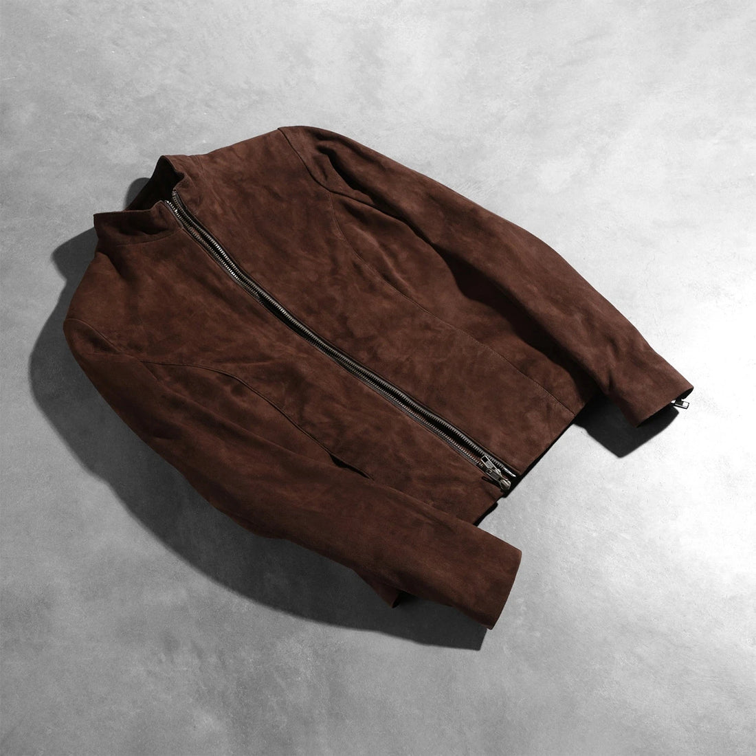 Rumella Women's Mocha Suede Biker Jacket – Premium Genuine Suede Asymmetric Moto Jacket