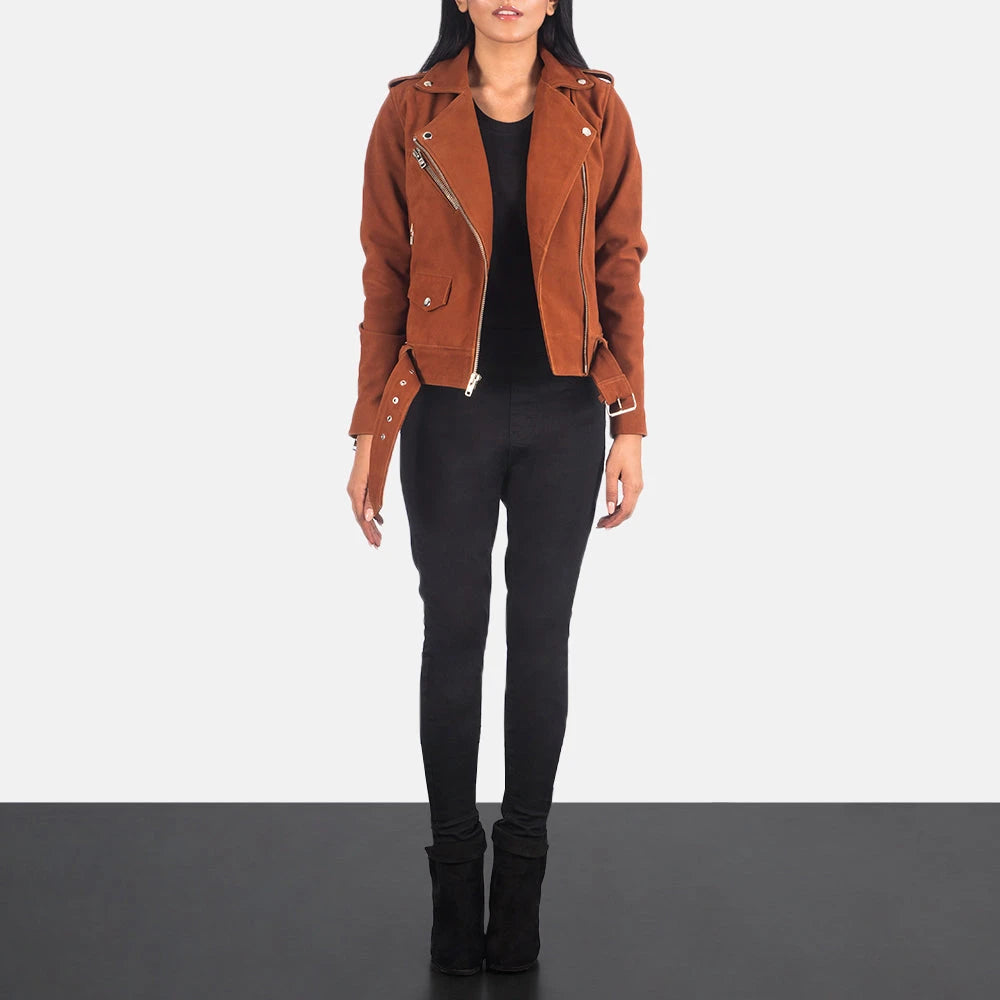 Alison Women's Brown Suede Biker Jacket