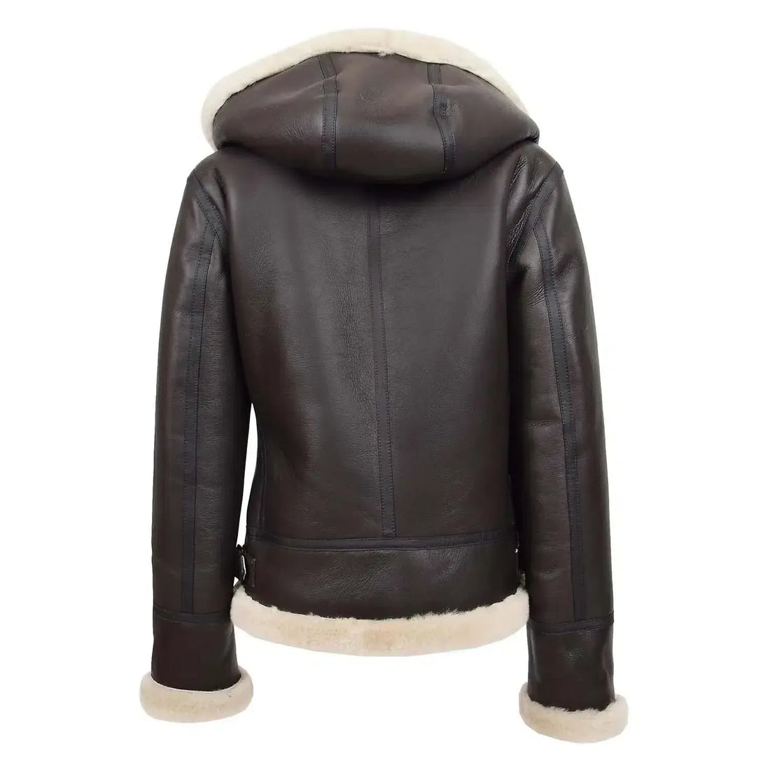 Womens Sheepskin B3 Detachable Hoodie Jacket Naomi Brown White